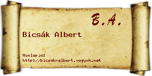 Bicsák Albert névjegykártya